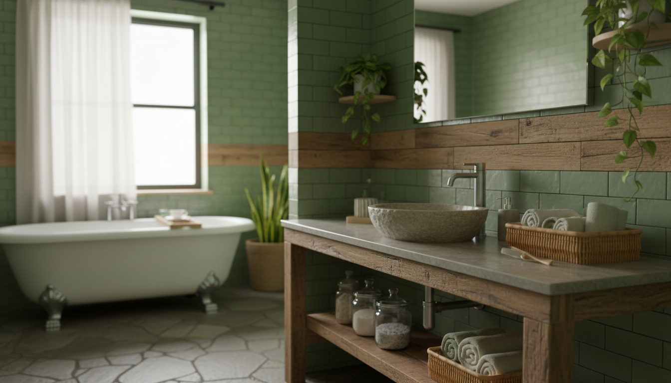 découvrez des idées déco originales pour une salle de bains verte, alliant esthétique et matériaux écoresponsables pour un habitat sain et durable.